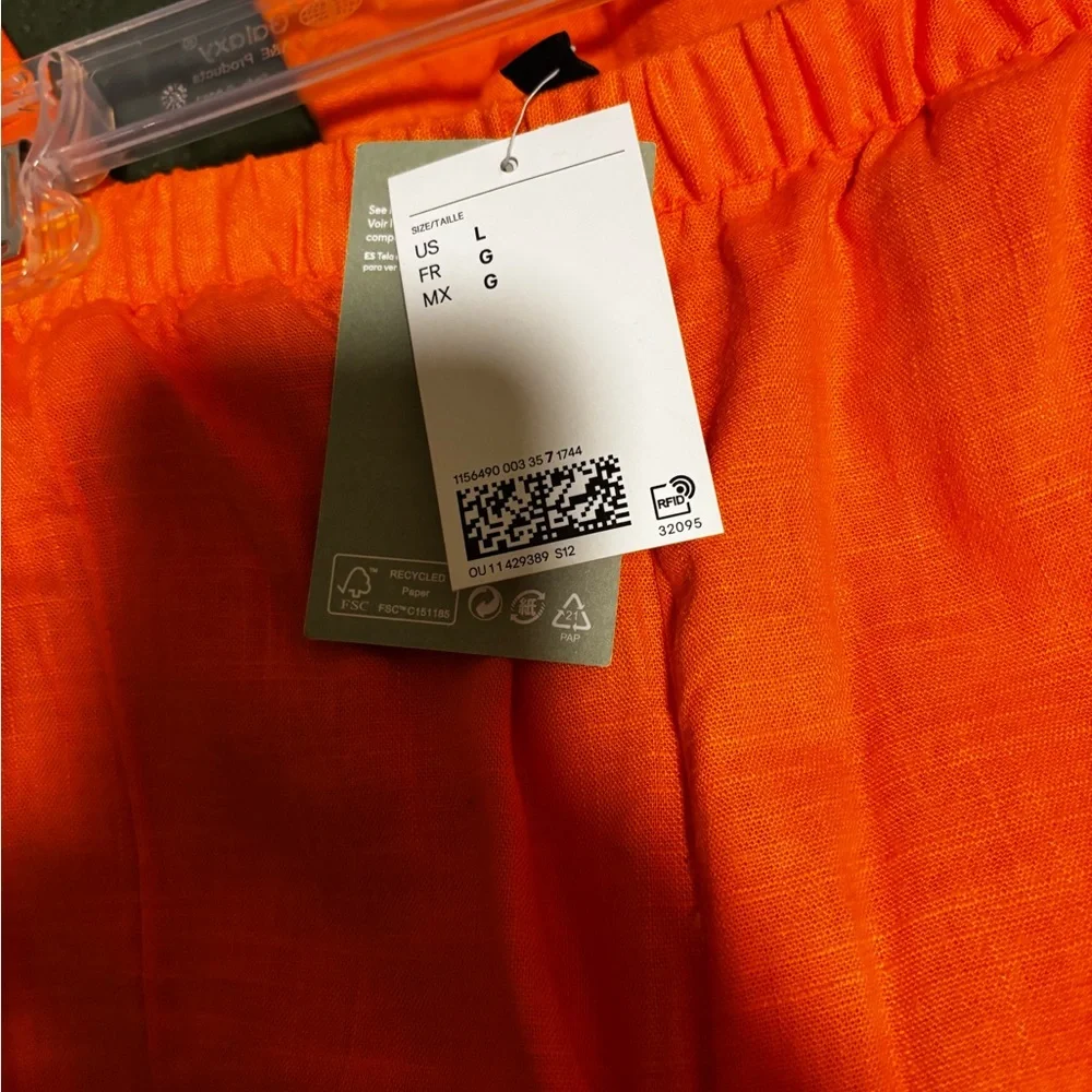 H&M Bright Orange Eco Viscose Linen Trousers - Picture 5 of 7